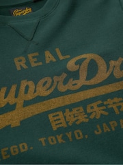 Superdry Enamel Green 100% Cotton Classic Vintage Logo Graphic Sweat Top - Image 5 of 5