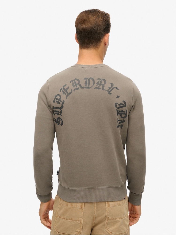 Superdry Charcoal 100% Cotton Tattoo Graphic Sweatshirt - Image 2 of 5
