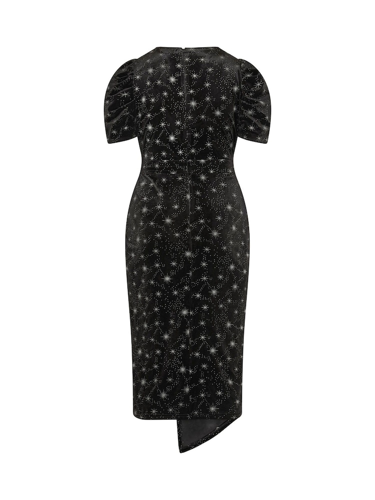 Yours Curve Star Glitter Velvet Wrap Maxi Dress - 6суретінің 6 суреті