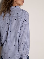 Apricot Blue Heart Embroidered Stripe Cotton Shirt - Image 3 of 4