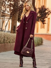 Sosandar Red Premium Longline Wool Mix Coat - Image 1 of 5