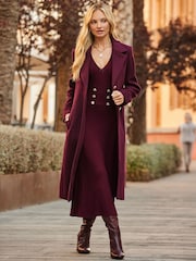 Sosandar Red Premium Longline Wool Mix Coat - Image 5 of 5