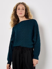 Apricot Cable Stripe Batwing Aran Jumper - Imagen 2 de 5
