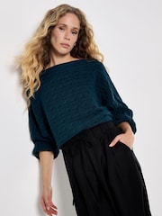 Apricot Cable Stripe Batwing Aran Jumper - Imagen 3 de 5