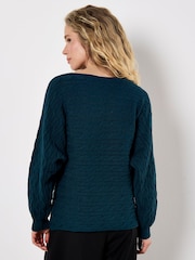 Apricot Cable Stripe Batwing Aran Jumper - Imagen 4 de 5