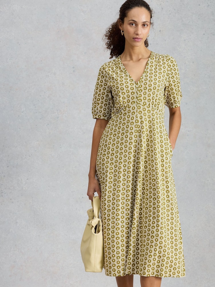 White Stuff Green Megan Jersey Dress - Image 1 of 6