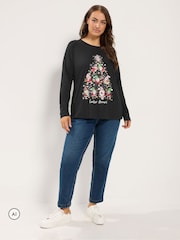 Yours Curve Black 'Gonking Around' Novelty Long Sleeve T-Shirt - Image 2 of 6