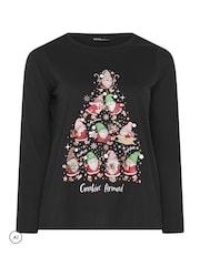 Yours Curve Black 'Gonking Around' Novelty Long Sleeve T-Shirt - Image 5 of 6
