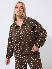 Yours Curve Limited Polka Dot Half Zip Hoodie - 7суретінің 2 суреті