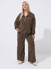 Yours Curve Limited Polka Dot Half Zip Hoodie - 7суретінің 3 суреті