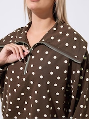 Yours Curve Limited Polka Dot Half Zip Hoodie - 7суретінің 5 суреті