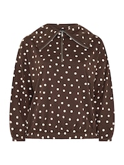 Yours Curve Limited Polka Dot Half Zip Hoodie - 7суретінің 6 суреті
