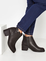 Yours Curve Black Dark Side Zip Block Heels - Image 1 of 5