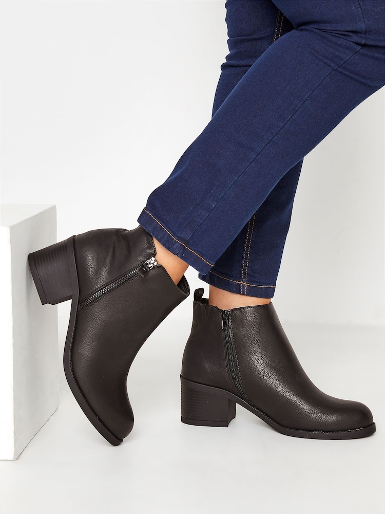 Yours Curve Black Dark Side Zip Block Heels - Image 1 of 5