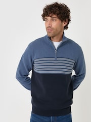 Կապույտ - Threadbare Textured Stitch Quarter Zip Jumper - Պատկեր 1 5-ից