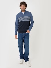 Կապույտ - Threadbare Textured Stitch Quarter Zip Jumper - Պատկեր 3 5-ից