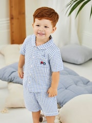 JoJo Maman Bébé Blue Woven Pyjamas - Image 1 of 7