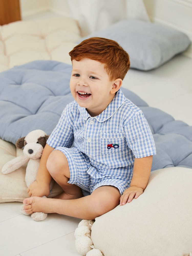 JoJo Maman Bébé Blue Woven Pyjamas - Image 2 of 7 JoJo Maman Bébé Blue Woven Pyjamas - Image 2 of 7