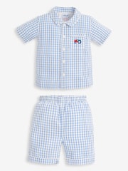 JoJo Maman Bébé Blue Woven Pyjamas - Image 4 of 7