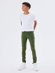 Name It Green Slim Fit Cotton Twill Chino Trousers With Adjustable Waist - Image 1 of 6