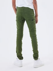Name It Green Slim Fit Cotton Twill Chino Trousers With Adjustable Waist - Image 2 of 6