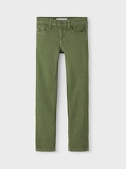 Name It Green Slim Fit Cotton Twill Chino Trousers With Adjustable Waist - Image 3 of 6