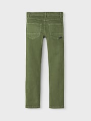 Name It Green Slim Fit Cotton Twill Chino Trousers With Adjustable Waist - Image 4 of 6