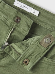 Name It Green Slim Fit Cotton Twill Chino Trousers With Adjustable Waist - Image 5 of 6