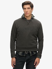 Superdry Dark Grey Green Tonal Venue Logo 100% Cotton Sweatshirt - Image 1 of 7