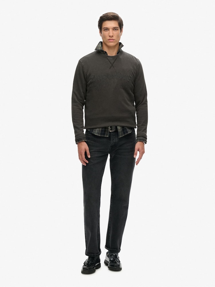 Superdry Dark Grey Green Tonal Venue Logo 100% Cotton Sweatshirt - Image 2 of 7