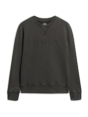 Superdry Dark Grey Green Tonal Venue Logo 100% Cotton Sweatshirt - Image 4 of 7