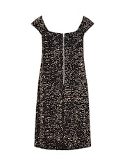 Negro - Yours Curve Sequin Velvet V Bar Dress - Imagen 6 de 6