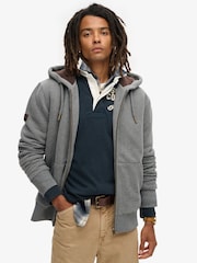 Superdry Charcoal Grey Marl Borg Lined Zip Hoodie - Image 1 of 1