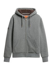 Superdry Charcoal Grey Marl Borg Lined Zip Hoodie - Image 5 of 6