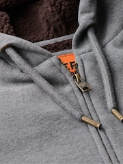 Superdry Charcoal Grey Marl Borg Lined Zip Hoodie - Image 6 of 6