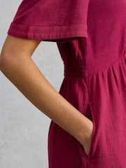 White Stuff Pink Lucy Double Cloth Midi Dress - Image 4 of 6