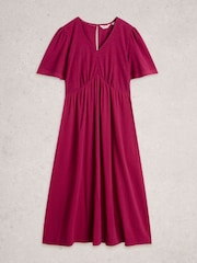 White Stuff Pink Lucy Double Cloth Midi Dress - Image 5 of 6