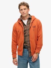 Superdry Washed Autumn Glaze Brown 100% Cotton Essential Logo Washed Zip Hoodie - Image 1 of 5