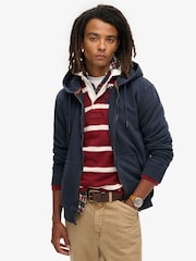 Superdry Eclipse Navy 100% Cotton Essential Logo Washed Zip Hoodie - Image 1 of 5