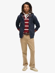 Superdry Eclipse Navy 100% Cotton Essential Logo Washed Zip Hoodie - Image 2 of 5