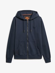 Superdry Eclipse Navy 100% Cotton Essential Logo Washed Zip Hoodie - Image 4 of 5