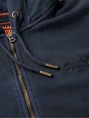 Superdry Eclipse Navy 100% Cotton Essential Logo Washed Zip Hoodie - Image 5 of 5