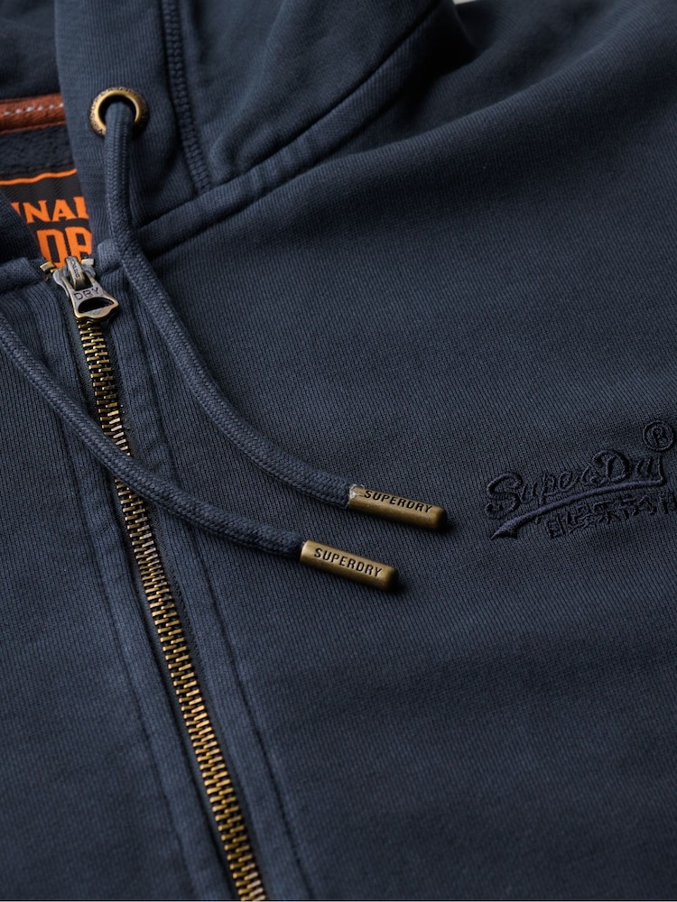 Azul marino eclipse - Sudadera básica de algodón 100 % con efecto lavado, cremallera y logo de Superdry - Imagen 5 de 5 Azul marino eclipse - Sudadera básica de algodón 100 % con efecto lavado, cremallera y logo de Superdry - Imagen 5 de 5