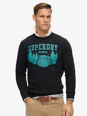 Superdry Nero Black Marl Lo-Fi Outdoors Graphic Crew Sweat top - Image 1 of 5