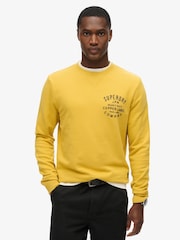 Superdry Pigment Yellow 100% Cotton Copper Label Graphic Crew Sweat Top - Image 1 of 5