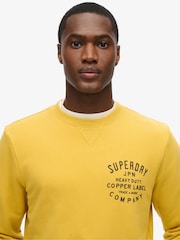 Superdry Pigment Yellow 100% Cotton Copper Label Graphic Crew Sweat Top - Image 3 of 5