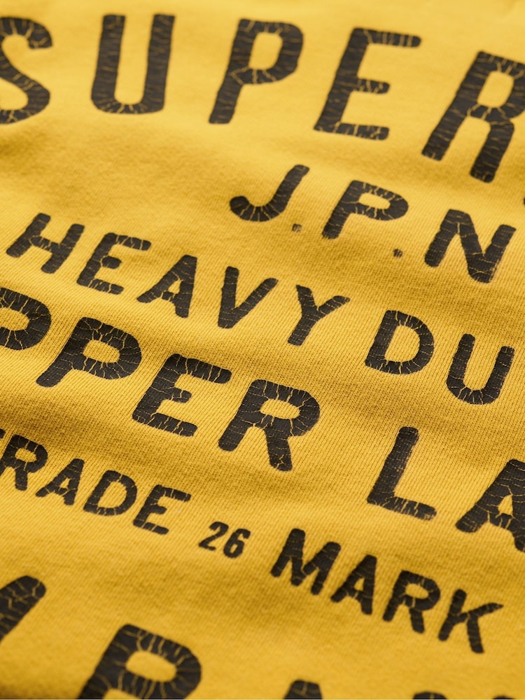Superdry Pigment Yellow 100% Cotton Copper Label Graphic Crew Sweat Top - Image 5 of 5