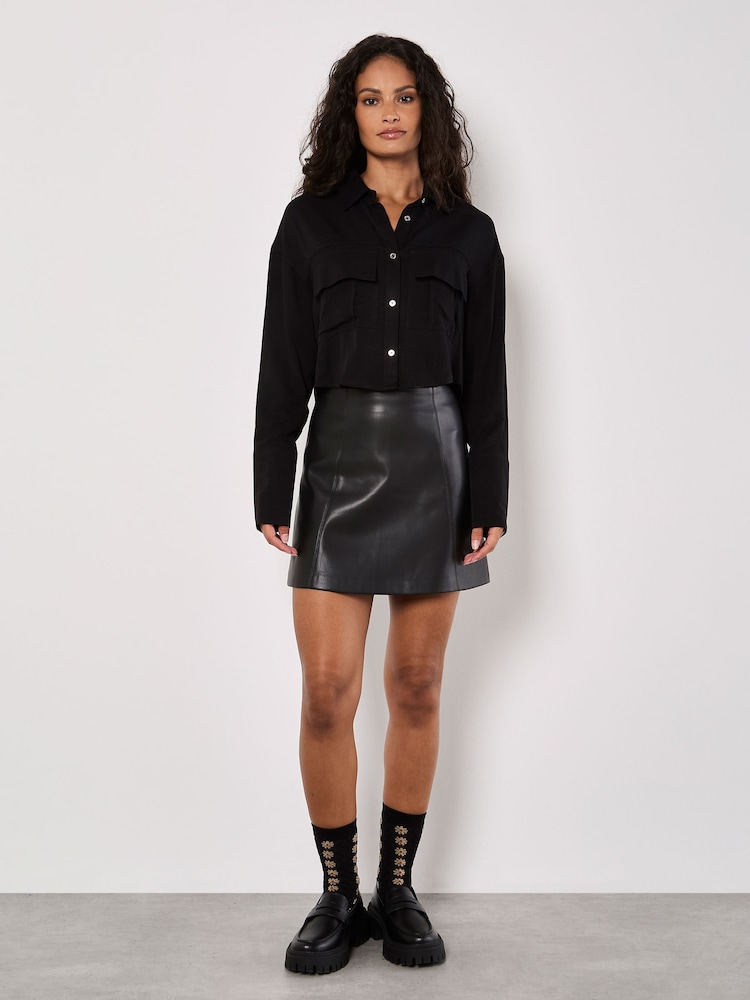 Apricot Black Faux Leather Mini Skirt - Image 1 of 4 Apricot Black Faux Leather Mini Skirt - Image 1 of 4