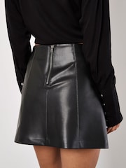 Apricot Black Faux Leather Mini Skirt - Image 2 of 4