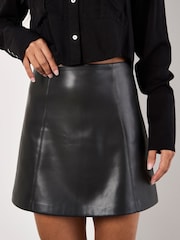 Apricot Black Faux Leather Mini Skirt - Image 4 of 4